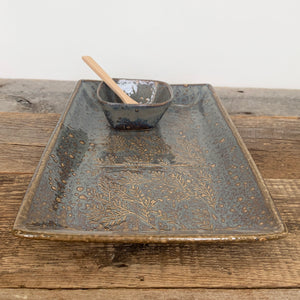 SLATE MEDIUM RECTANGLE PLATTER SET WITH BRANCHES (7.5" X 12.5)
