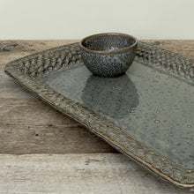 Load image into Gallery viewer, AVIA SERVING PLATTER SET IN SLATE WITH CARVED DOT BORDER