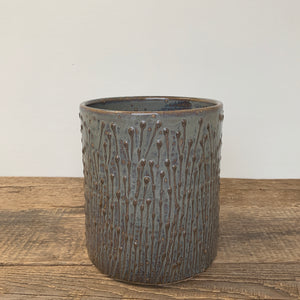 SLATE UTENSIL HOLDER WITH PUSSY WILLOWS