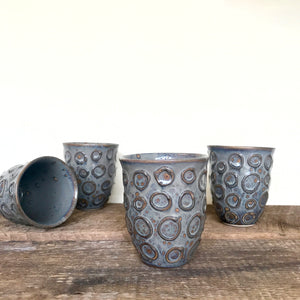 WINE CUPS  IN SLATE WITH CIRCLES (SET OF 2)