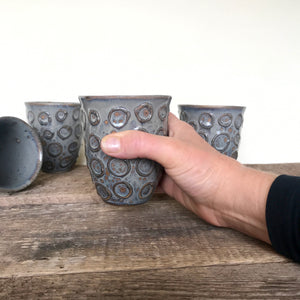 WINE CUPS  IN SLATE WITH CIRCLES (SET OF 2)