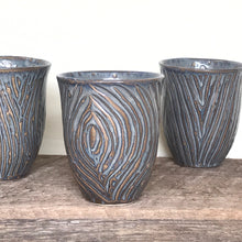 Load image into Gallery viewer, WINE CUPS IN SLATE WITH CARVED WOOD GRAIN (SET OF 2)