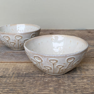 EVERYDAY BOWL IN OATMEAL WITH POPPIES (SET OF 2) SMALL