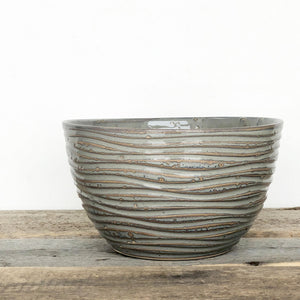 Handcarved pottery serving bowl