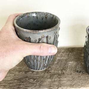 SLATE WINE CUPS WITH PUSSY WILLOWS