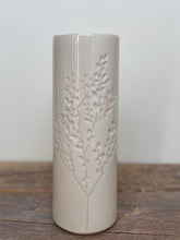 Load image into Gallery viewer, CYLINDER VASE MEDIUM IN IVORY WITH CARVED BRANCHES