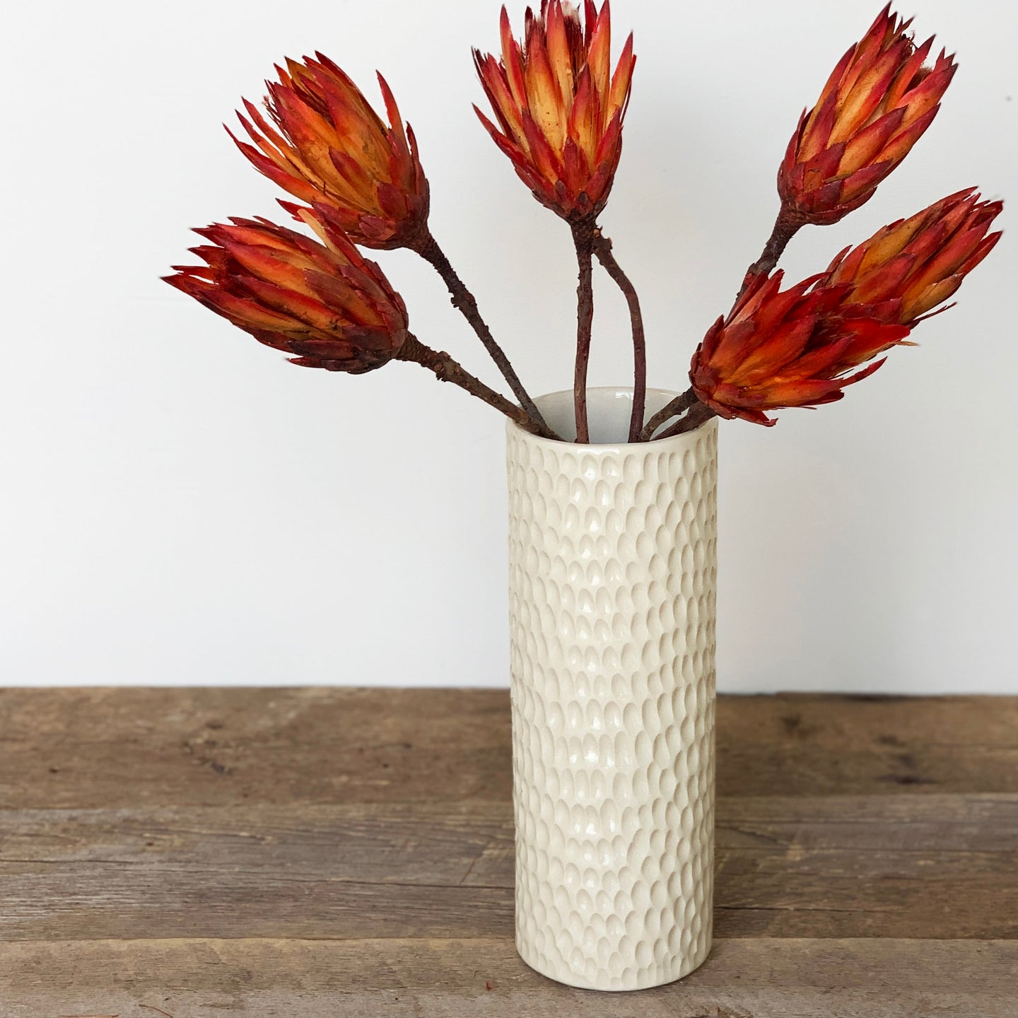 IVORY MEDIUM CYLINDER VASE IN CORAL