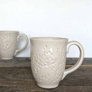 Handcrafted Carved White Mug 