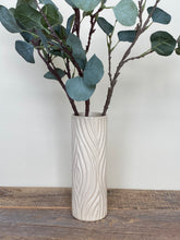 Load image into Gallery viewer, IVORY SMALL CYLINDER VASE IN WOODGRAIN