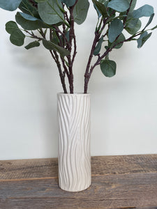IVORY SMALL CYLINDER VASE IN WOODGRAIN