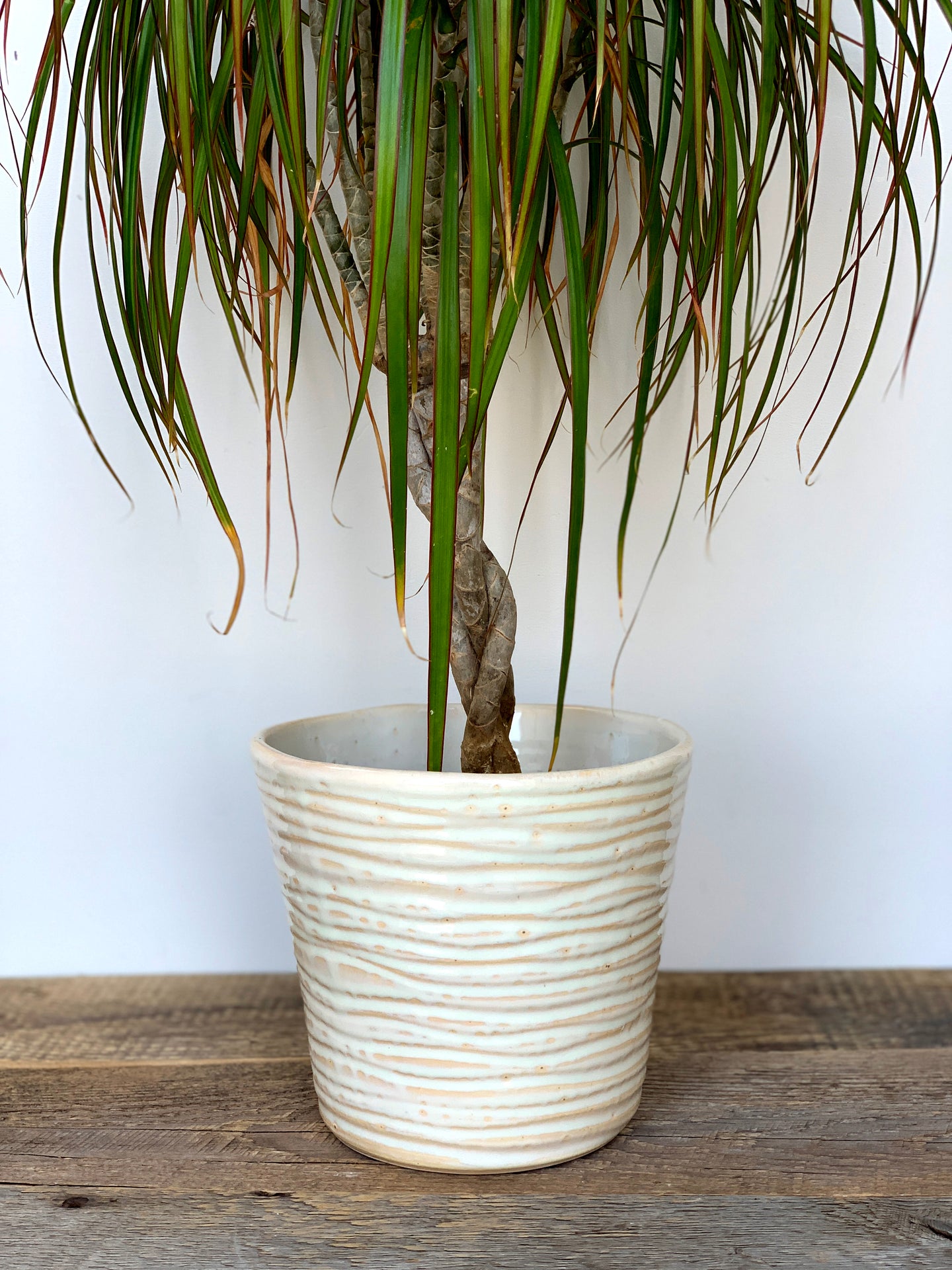 OATMEAL  PLANTER WITH WAVES