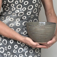 Load image into Gallery viewer, TALI SERVING BOWL IN SLATE WITH CARVED WAVES