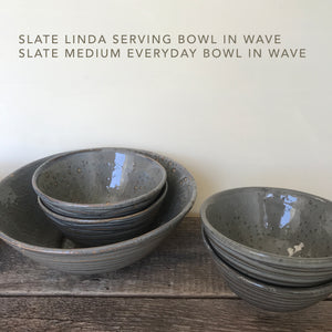 IVORY LINDA SERVING BOWL WITH DOTS